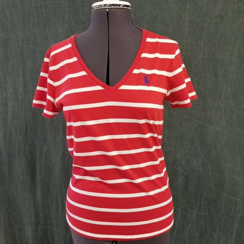 Ralph Lauren red &white striped tee